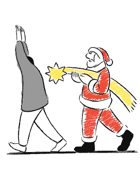 ¡Arriba las manos esto es la Navidad!